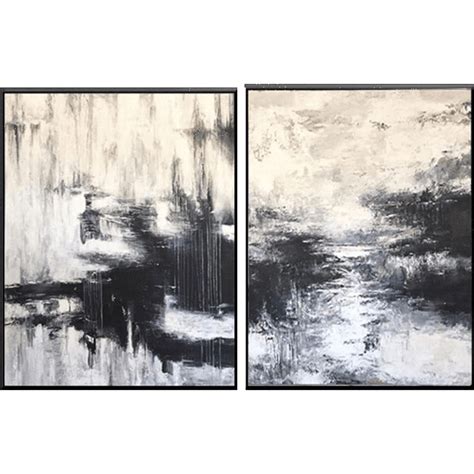 Contemporary Art Painting 2 Piece Oversized Wall Art Canvas Black And