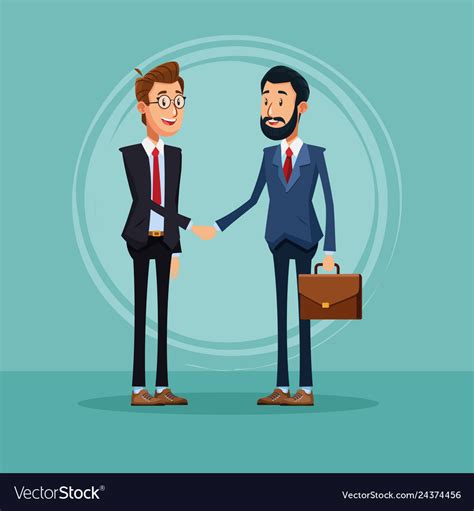 Businessmen Talking About Business Cartoon Vector Image
