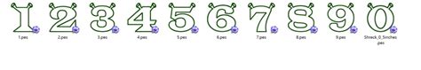 Cute Shrek Numbers Font Machine Embroidery Applique Designs Etsy