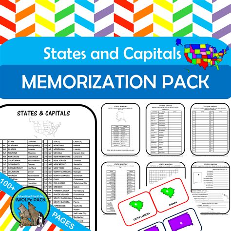 States And Capitals Memorization Practice Pack The Wolfe Pack