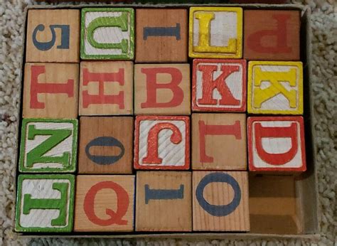 Vintage Wood Alphabet Blocks Halsom Abc Children Blocks Set 2020