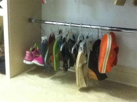 Check spelling or type a new query. DIY: A shower rod in the closet with shoes on hangers ...
