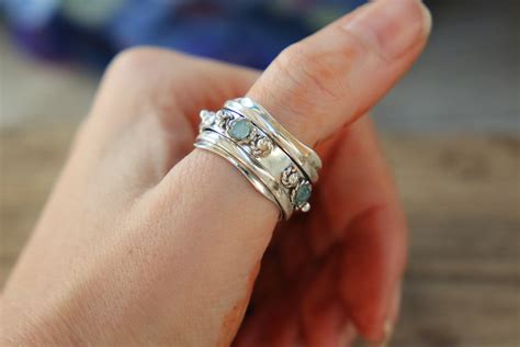 Labradorite Spinner Ring 925 Sterling Silver Meditation Ring