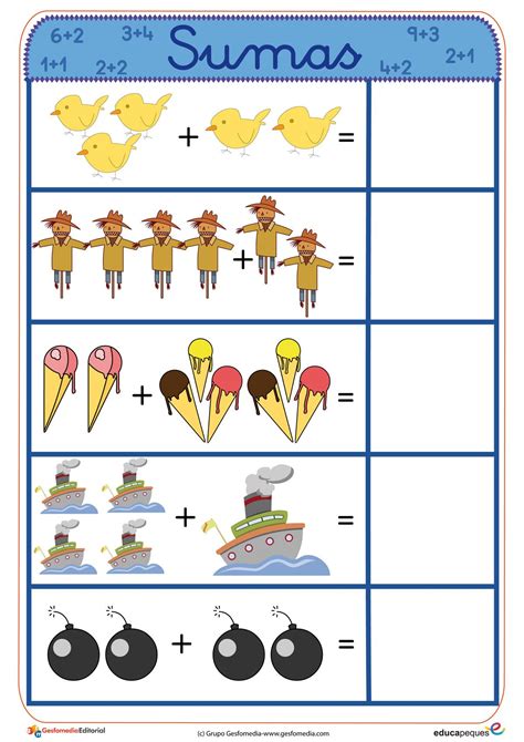 Aquí encontrarás algunas actividades de . Fichas para aprender a sumar. Sumas para niños ...