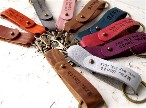 Personalized Leather Keychain Choose Your Color Custom