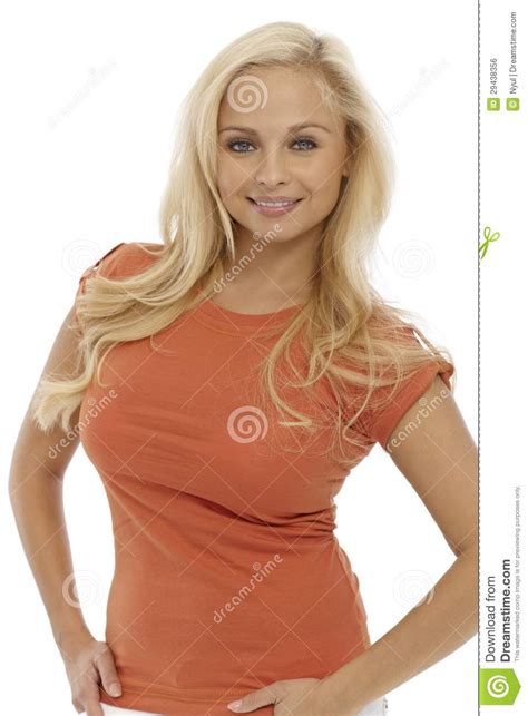 Portrait Of Attractive Blonde Woman Smiling Stock Photo