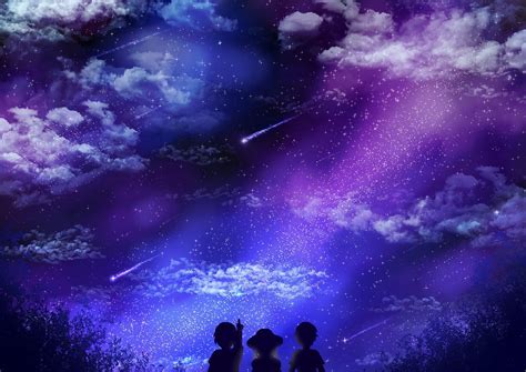 Aesthetic Purple Anime Night Sky Art Bald