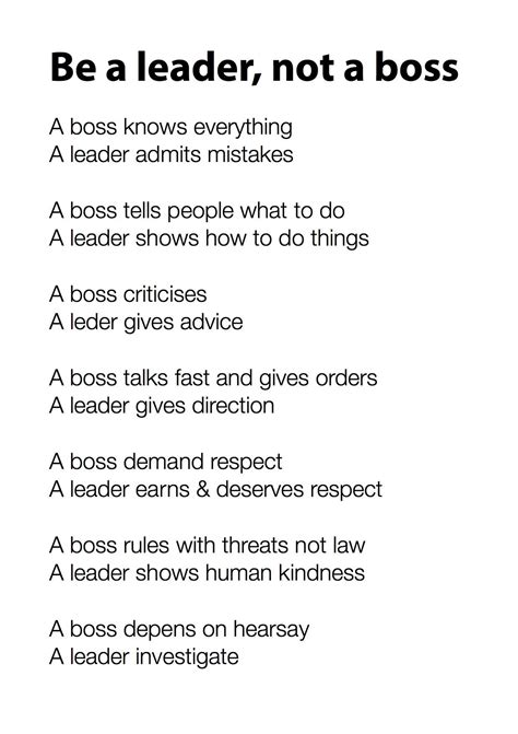 Be A Leader Not A Boss Leader Quotes Leadership Quotes Leadership