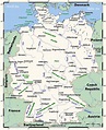 Rivers in Germany map - Map of Germany rivers (Western Europe - Europe)