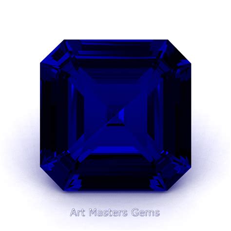 Art Masters Gems Standard 15 Ct Asscher Blue Sapphire Created Gemstone