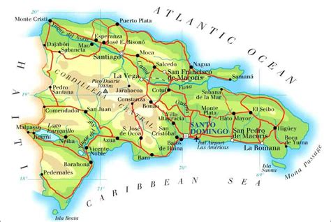 多米尼加共和国地图英文版 多米尼加地图 地理教师网