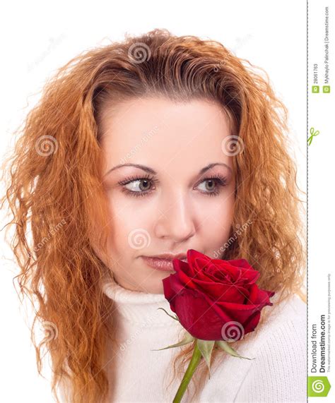 Woman With Red Rose Stock Image Image Of Groomed Healthy 28061763