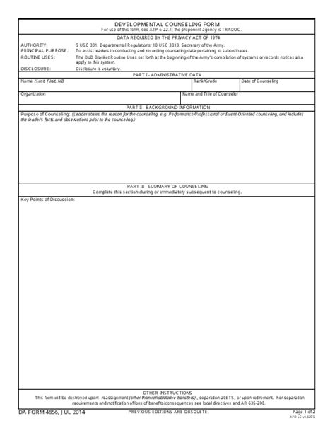 Counseling Form 4856 Fillable Printable Forms Free Online