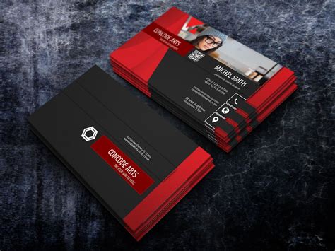 Free Download Black And Red Colour Professional Business Card Black