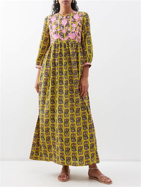 Yellow Touba Abstract Print Silk Maxi Dress Muzungu Sisters