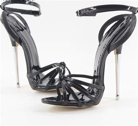 sexy extreme 16cm 6 strappy metal high heel stiletto sandals fetish uk3 12 ebay