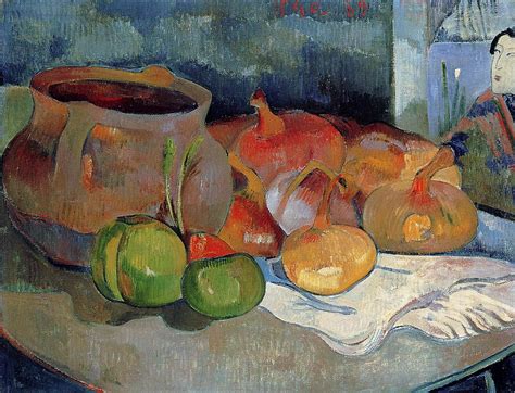 Still Life With Onions Beetroot And Japanese Print Paul Gauguin