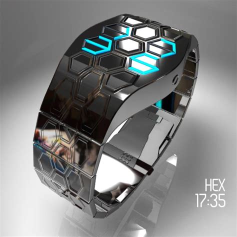 Futuristic Hex Led Watch Design Cool Inventions Watch Design Design