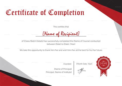 Modern Certificate Of Completion Design Template In Psd Word