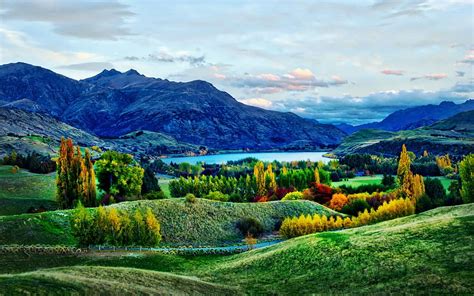 オタゴ地方、ニュージーランド、南島、風景、木々、雲、空、山、湖 高画質の壁紙 Pxfuel