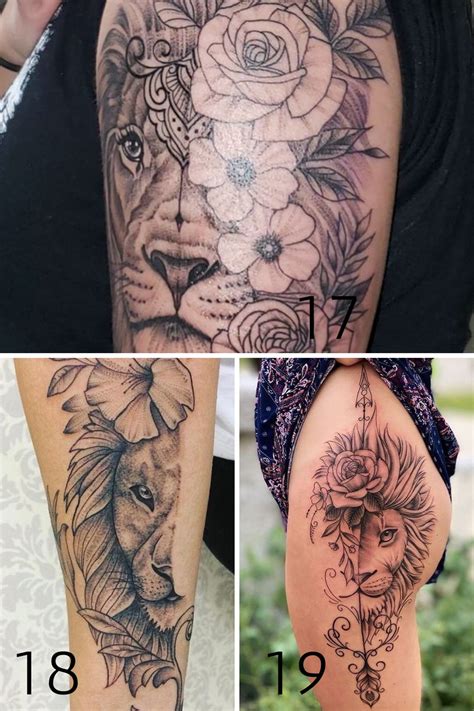 Fiercely Strong Half Lion Half Flower Tattoo Ideas Tattooglee