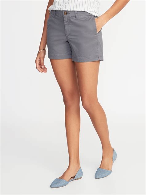 Mid Rise Twill Everyday Shorts For Women 5 Inch Inseam Old Navy