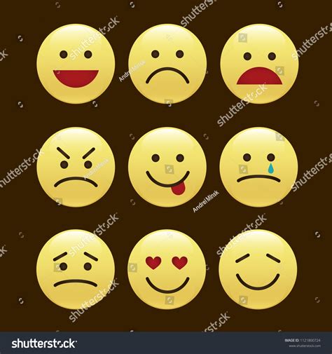 Set Smile Icons Emoji Emoticons เวกเตอร์สต็อก ปลอดค่าลิขสิทธิ์