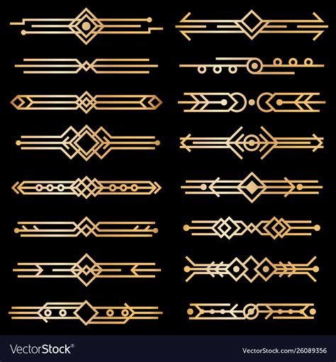 Art Deco Dividers Gold Deco Design Lines Golden Vector Image