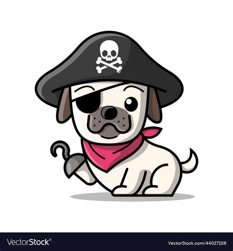 Cute Bulldog Is Wearing Pirates Costume Royalty Free Vector