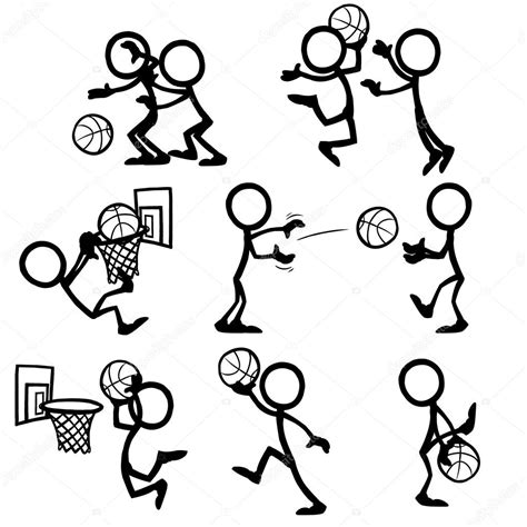 Basketball Stick Figures Set Of Stick Figures Playing Basketball