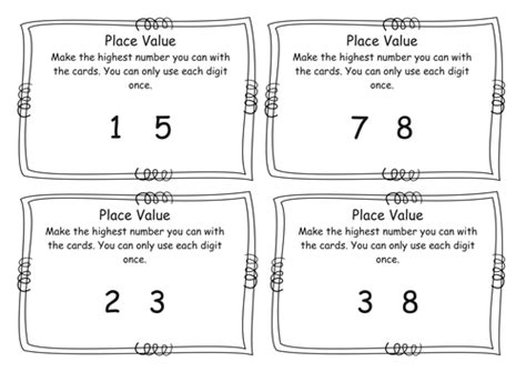 Year 2 Place Value Highest Two Three Digit Number Task Card