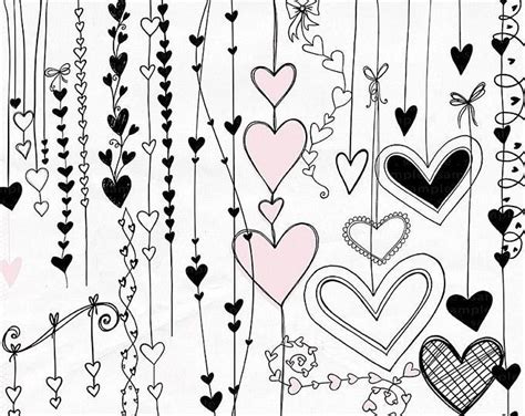 Heart Doodles Clipart Png Printable Valentine Graphics Etsy Clip