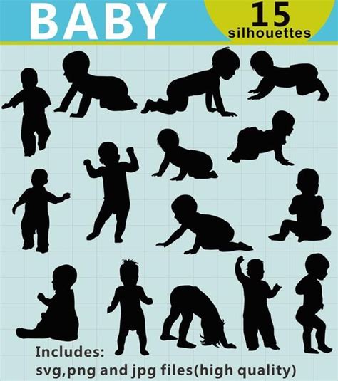 Baby Silhouette Clipart Baby Clipart Kids Clipart Child Etsy Baby