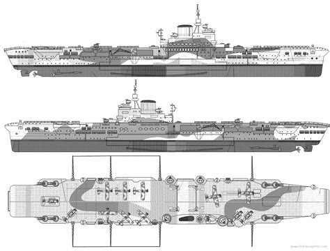 Hms Illustrious Aircraft Carrier 1942 Drawings Dimensions