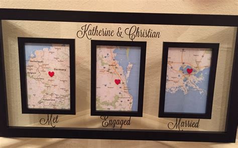 Love Story Map Met Engaged Married Frame