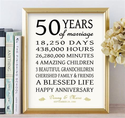 Th Anniversary Gift For Parents Golden Years Wedding Etsy Th