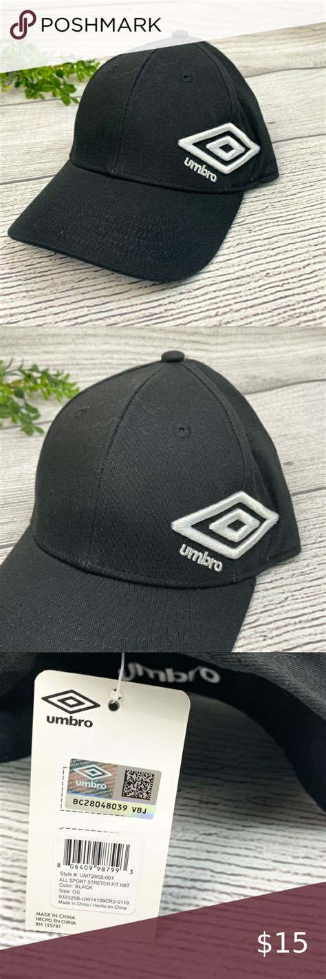 New Umbro Black Hat One Size Fits All Fitted Hats One Size Fits All