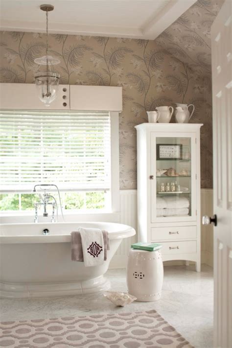Many of our wallpapers are washable, which means that the paper surface is splash proof and, therefore, will repel a. 30 Bathroom Wallpaper Ideas - Shelterness