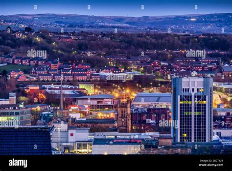 View Of Blackburn Town Centre At Night Featuring The Blackburn Town