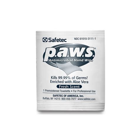 Paws® Antimicrobial Hand Wipes Safetec