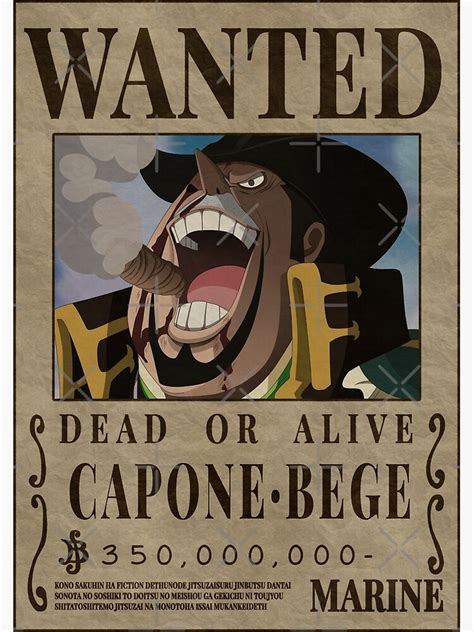 Capone Bege Bounty One Piece Fire Tank Pirates Wanted Poster Poster