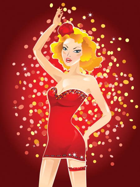 Girl In Red With Champagne — Stock Vector © Yadviga 1481328