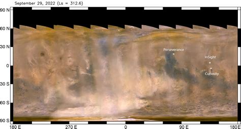 Mars Dust Storm In Relation To Insight Curiosity And Perseverance