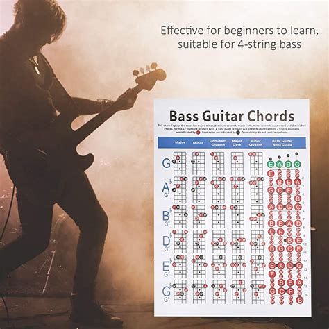Rdeghly Bass Guitar Chords Chart 4 String Beginner Finger Practice