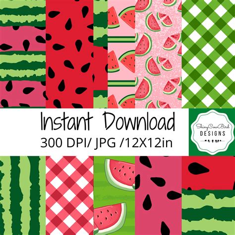 Instant Download Watermelon Digital Paper Scrapbook Paper 12x12