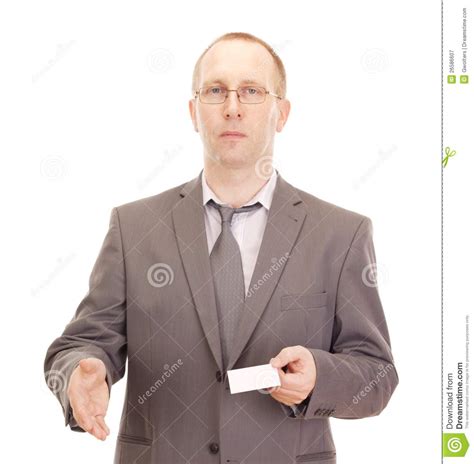 Business Person Showing Visiting Card Stock Image - Image of company ...