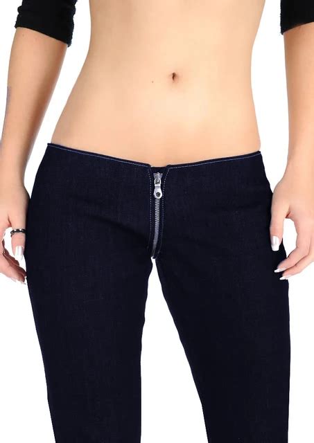 open crotch zipper cotton sexy jeans for women low waist skinny denim pencil pants hot stretch