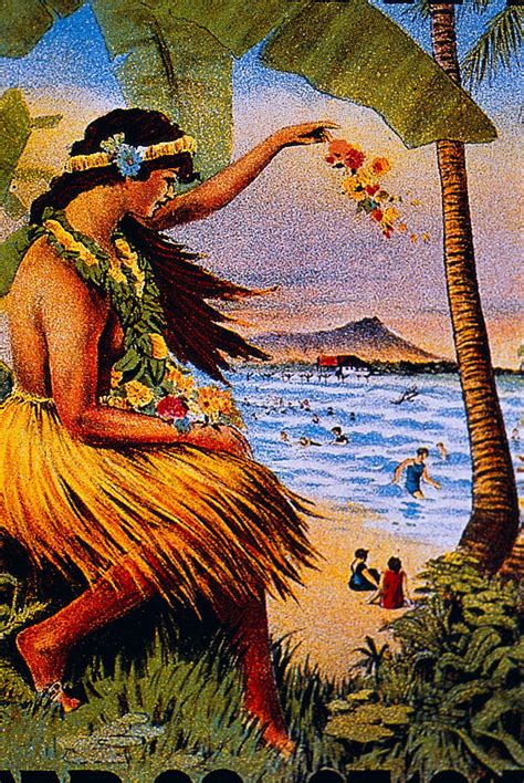 Hula Flower Girl 1915 Painting By Hawaiian Legacy Archive Printscapes