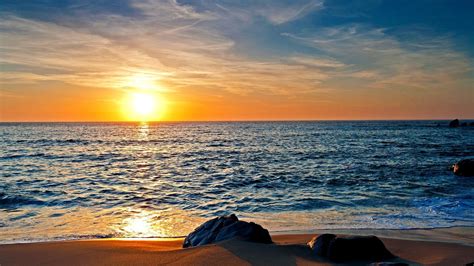 1920x1080 Sea View Ocean Peaceful Waves Sun Sunrise