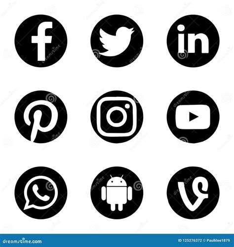 Collection Of Social Media Icons Printed On White Paper Editorial